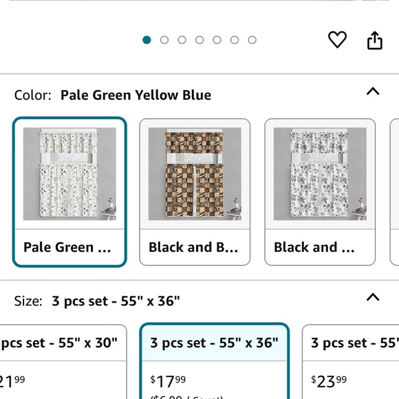 2 sets of 3 piece curtain set: 1 valance/2 cafe curtains.55”x 36” 6 piecefor $24 - Picture 6 of 7